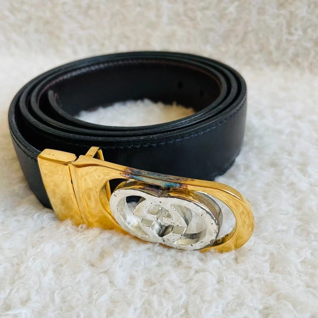 Ceinture en cuir GUCCI GG longu cm (38 po) or imbriquée G du Japon