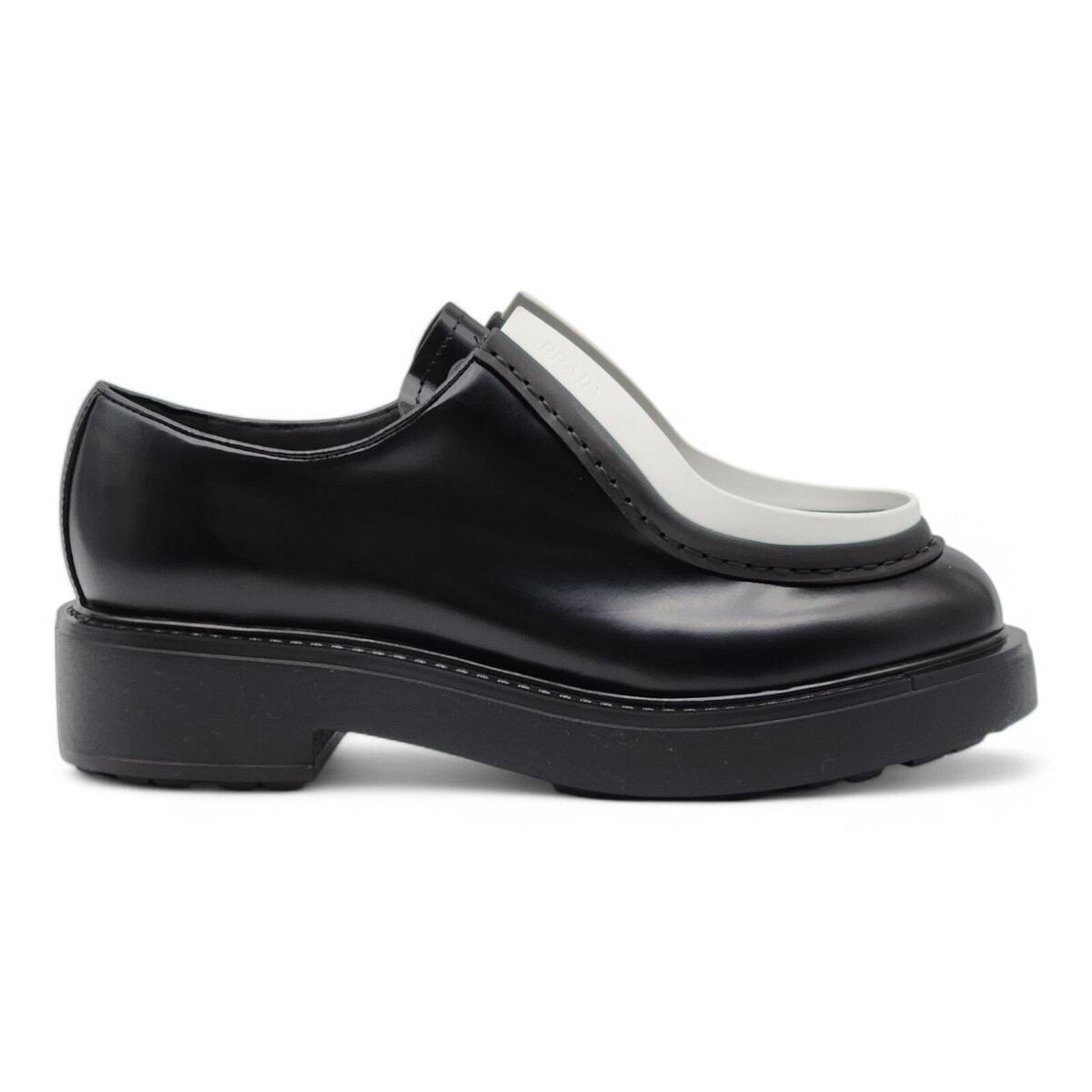 Prada Diapason Opaque Derby Shoes - Brushed Leather - Black Prada Diapason Opaque Derby Shoes - Brushed Leather - Black