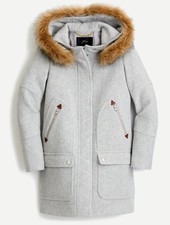 J Crew Chateau Parka In Italian Stadium-cloth Wool Grey Ana De Armas Knives Out