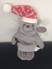 Coca-Cola COKE CUTE XMAS SEAL WITH SNOWFLAKE HAT 8" Bean Bag STUFFED ANIMAL Toy