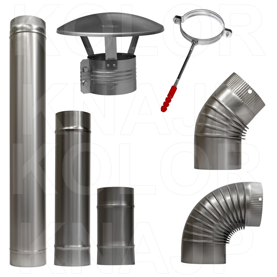 KOLOR Rauchrohr Ofenknie Ofenrohr Bogen Abgasrohre Kaminofenrohr 100-150 mm Kaminhaube