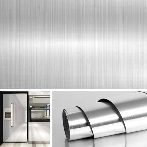 Brushed Nickel Peel And Stick Wallpaper Silver Stainless Steel Contact Paper For
