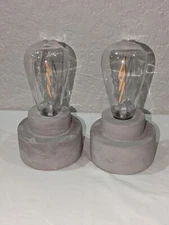 VIP Home Decorative Light with Cement Base 7" Pair Gray Base Battery Operated