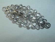 SILVER TONE METAL  PLASTIC GEM HAIR BARRETTE UP DO HAIR ACCESSORY