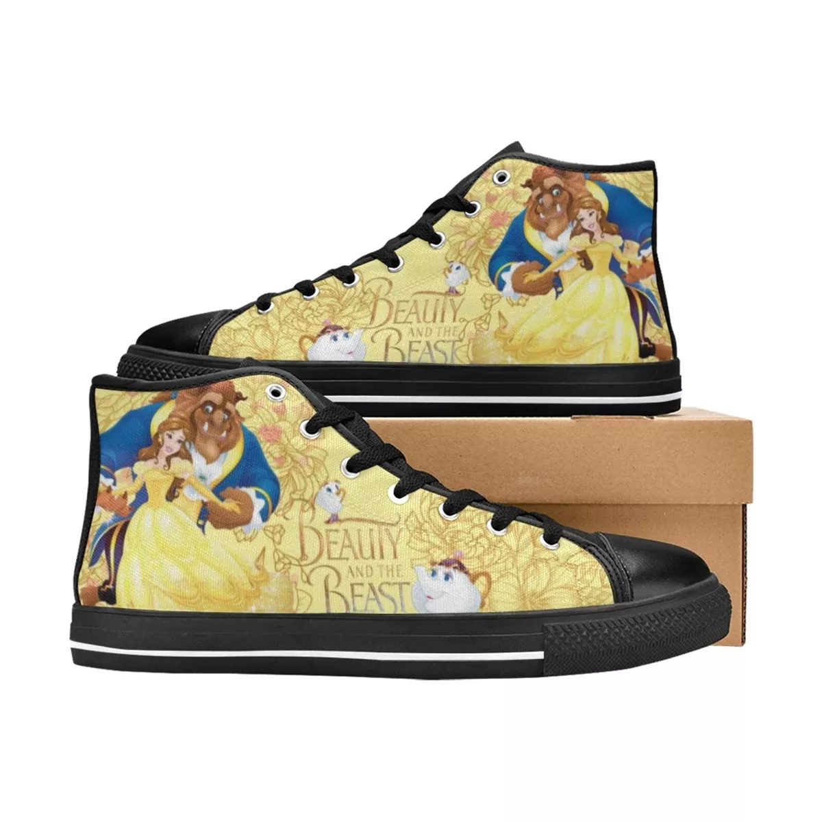 Beauty The Beast Men s Custom Sneakers High Top Canvas Casual Shoes