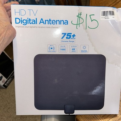 HD TV Digital Flat Antenna-4K Ready-1080 Full-75+ Miles Extreme Range - NIB