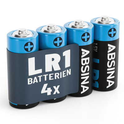 ABSINA 4x Batterie LR1 N Lady Alkaline Batterien 1,5V mit langer Haltbarkeit