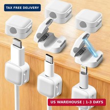 Art3d 8 Pack Magnetic Cable Clips, Cord Organizer, Office Cable Management Whi