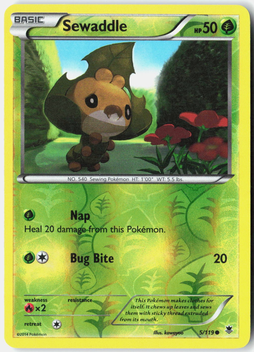 Sewaddle XY - Phantom Forces 5/119 Pokemon Card Holo