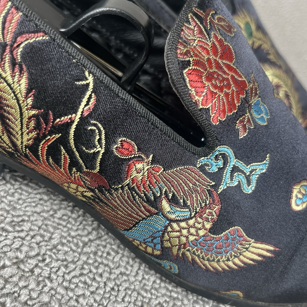Steve Madden Men Size 8M Floral Wing Embroidered Brocade Slip On Smoking Loafers Steve Madden Loafer Floral Flats for Women for sale | eBay main image 3