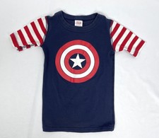 Hanna Andersson PJ Shirt Boy Sz 6-7 Marvel Captain America Blue Short Sleeve 120