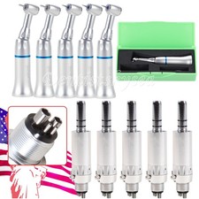 Air Motor 4Holes Dental Contra Angle Slow Speed Handpiece Push for 1.6mm Burs US
