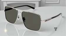 GUCCI GG1289S 001 Rectangular Metal Ruthenium Black Grey 62 mm Men's Sunglasses