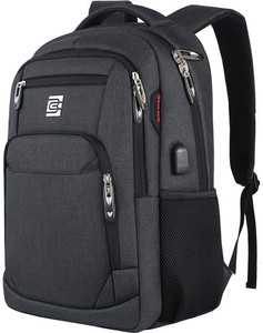 Sac à dos pour ordinateur portable antivol avec USB Port, imperméable, Convient 15.6" - noir