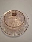 Vintage Pink Depression Glass Covered Butter Dish