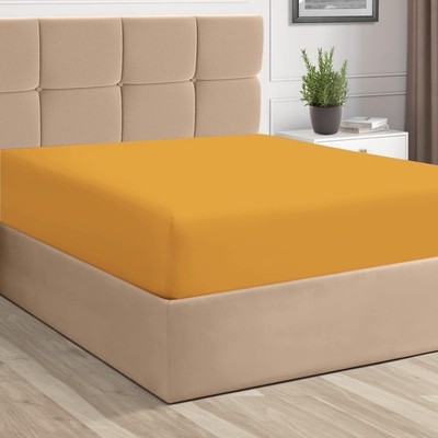 Pizuna Pure 100 Cotton Fitted Sheet Queen Honey Gold Luxurious 400 Thread Count