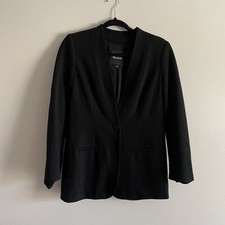 Madewell Women 2 Black Single Button Front Collarless Tribune Blazer Jacket