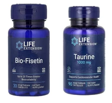 Life Extension Bio-Fisetin 30 Caps Cellular Bundle with Taurine 1000mg 90Caps