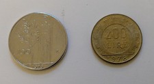 1 x 100 Lire coin, 1 x 200 Lire coin, 1978