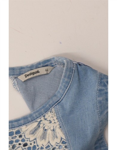 DESIGUAL Womens Sleeveless Denim Dress IT 44 Medium Blue Floral CJ01 - Picture 3 of 3