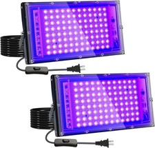 2 Pack 100W UV Black Light, IP65 Waterproof, Glow Party Light, Stage Lighting, H