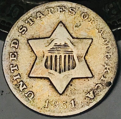 1851 O Three Cent Silver Piece Trime 3c Type 1 Ungraded US Coin CC30929