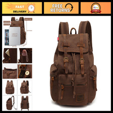 High Capacity Vintage Canvas Backpack for School  Travel - Fits 12-15" Laptops,