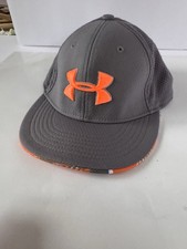 Under Armour Youth Gray Ball Cap Hat Orange Under Bill And Logo Snapback Fit