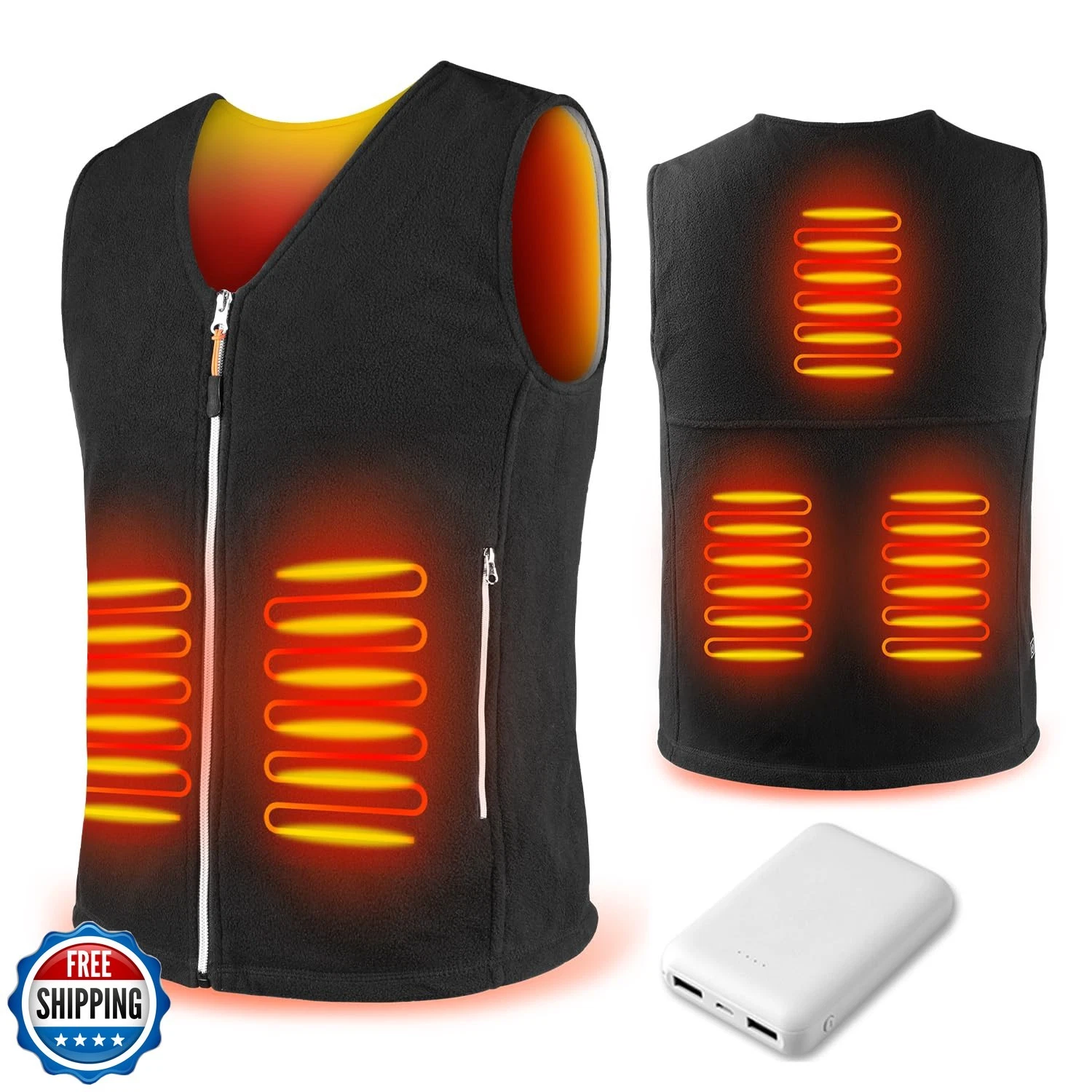 Warm Storm Heated Vest, Unisex V-Neck Polar Fleece Jacket with 5-Zone Heat an...