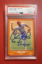 1988 Score Traded #100T CHRIS SABO Reds PSA AUTO 10 RC '90 WS Champs Inscription