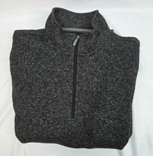 Van Heusen Sweater Adult Large Gray Knit Quarter Zip Long Sleeve Mock Neck Men S