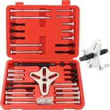 DASBET 46PCS Harmonic Balancer Puller Set, Steering Wheel Kit Red 