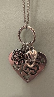 Paparazzi Necklace & Earrings Heart Flower Set, with Charms NEW Jewelry