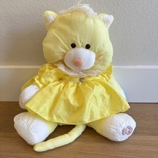 Fisher Price Puffalump Yellow Cat Plush Stuffed Nylon Toy With Dress Vintage 16