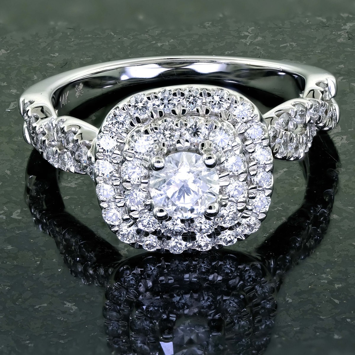 Natural Round Diamond Double Halo Infinity Shank Bridal