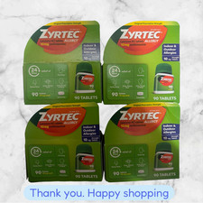 FOR 4 Zyrtec 10mg 24 Hour Allergy Relief 90 Tablets EXP2027+ NEW SHIPPING