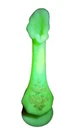 Vtg Fenton Custard Satin Hand Painted Roses Floral BUD VASE Uranium Glow Signed