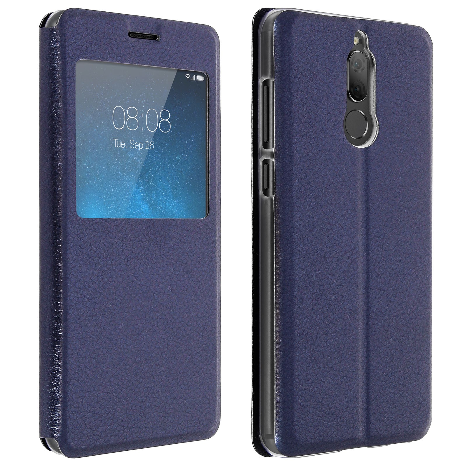 Coque Huawei Mate 10 Lite Clear View rigide bleu marine et housse ultra fine mince