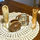 Vintage Frankoma Wagon Wheel Creamer&Sugar Bowl) Boot Vase and Bud Vase