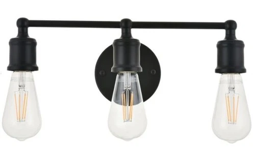 Elegant Lighting Serif LD4028W16BK Black 3-Light 15" W Bathroom Vanity Light - Picture 1 of 12