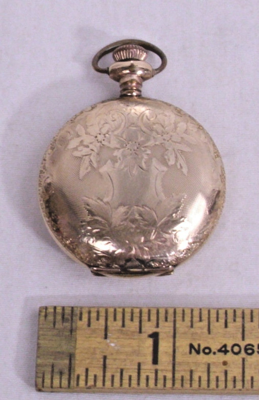 ELGIN LADIES GOLD FILLED FANCY HUNTER CASE POCKET WATCH 1900s