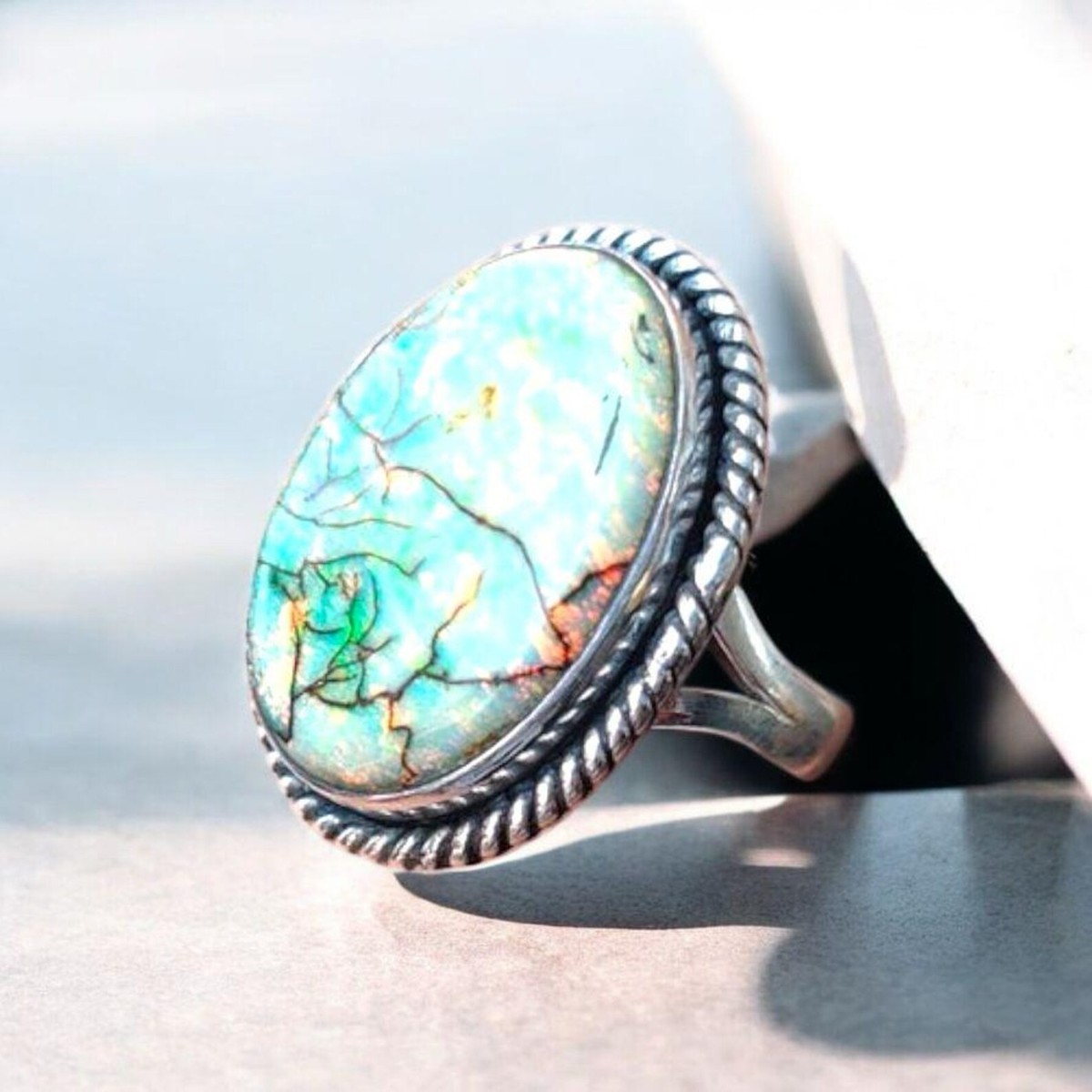 Monarch Opal Ring – Handmade 925 Sterling Silver, Boho Statement Jewelry