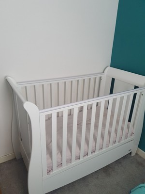 Tutti Bambini Katie Space Saver Sleigh Cot Bed with Under Bed Drawer  White 5284194004487 UK - Main Image