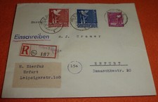 Wertbrief 3 + 5 Mark Taube Einschreiben Ortsbrief Erfurt Alliierte Besetzung '48