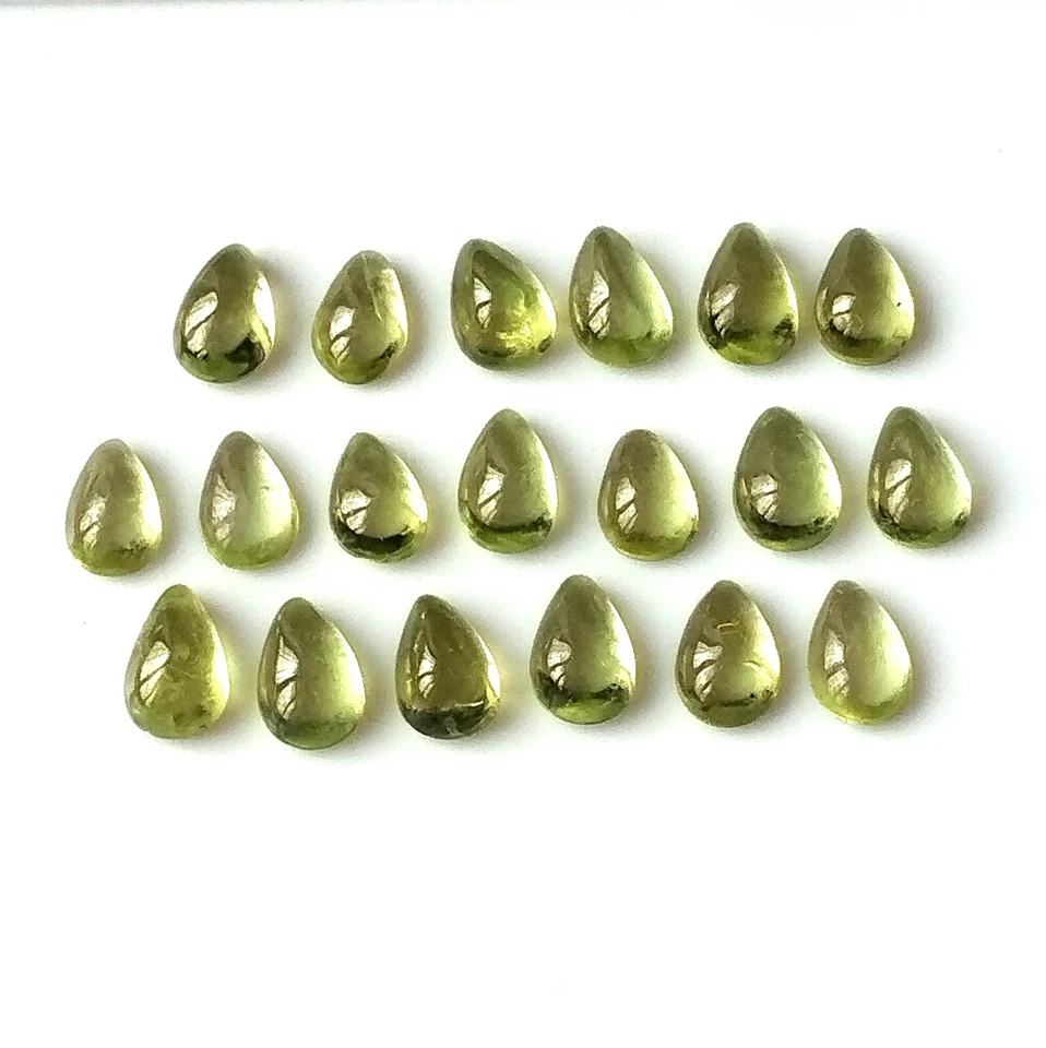6X4 mm Pear Natural Green Peridot Cabochon Calibrated Wholesale Loose Gemstone - Image 4 of 4
