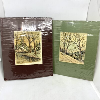 2 Vintage 1970s Pen &Ink Drawings Signed O Connor Landscape Cabin Matted Cottage