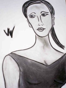 18 X 24 Original Charcoal Drawing Portrait Of A Woman With A