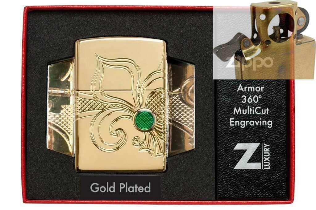 Zippo 49108 Fleur De Lis Multi Gold Plated Lighter with PIPE