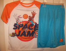 Space Jam Flame Resistant Short 2 Piece Pajama PJ Set Boys Size 10 / 12 NWT