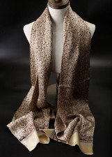 100 Silk Satin Scarf men women neckerchief Wrap Paisley beige QS175-11